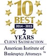 10 Best | 2014-2015 | 2 Years | Client Satisfaction | American Institute of Bankruptcy Attorneys