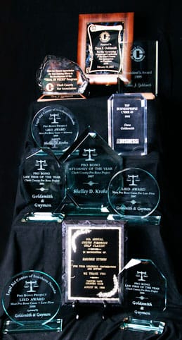Photo of some of the firm's awards